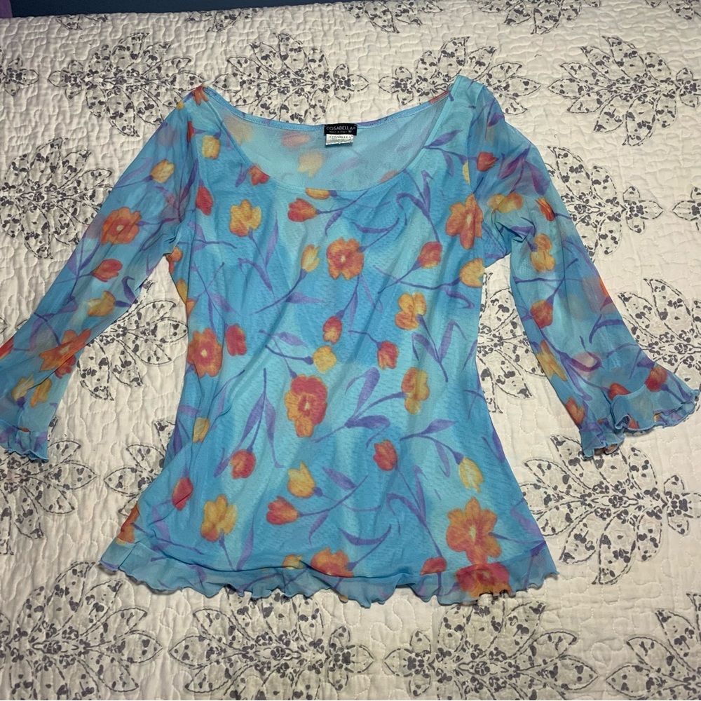 Made in Italy cosabella floral mesh top
